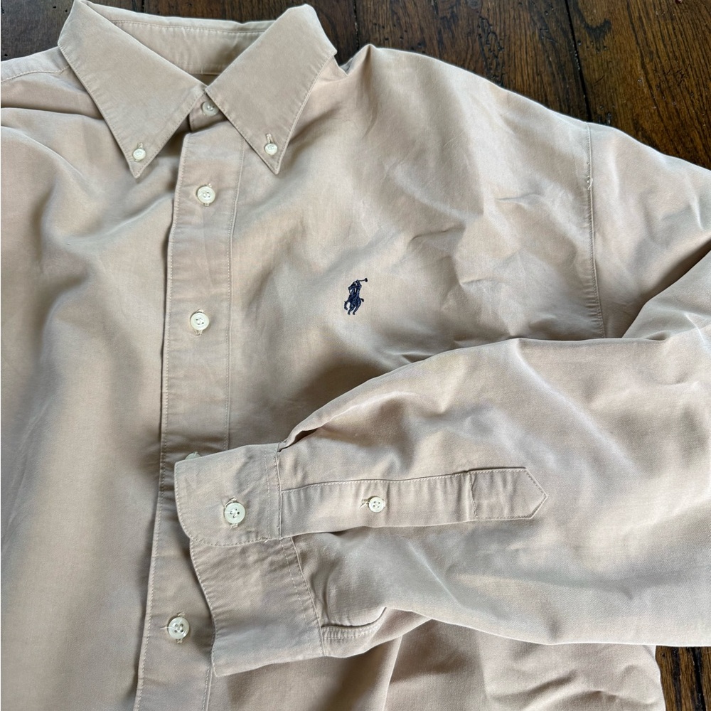 Polo by Ralph Lauren Button-Down Shirt in Light Beige with Navy Pony